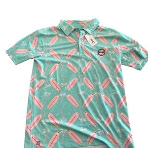 Men's Surfboard Print Shirt - Teal and Pink ziya